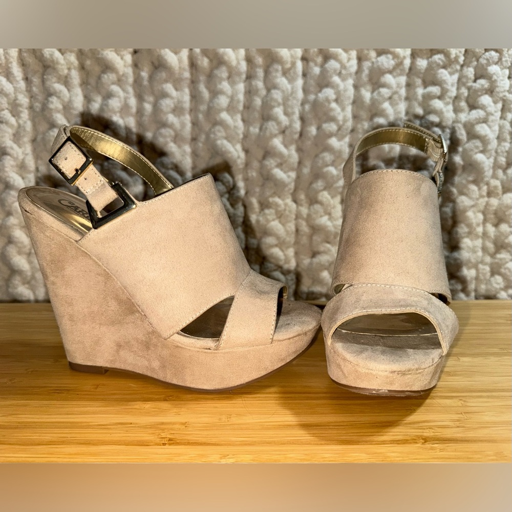 Carlos by Carlos Santana Tan Wedge Sandals